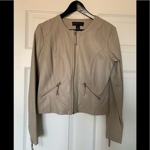 Beige Faux Leather Jacket